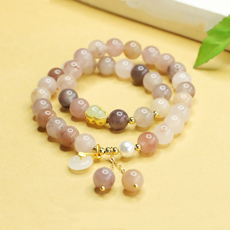 Goldenes Seiden-Jade-Armband mit Peace-Schnalle für Glück und Harmonie