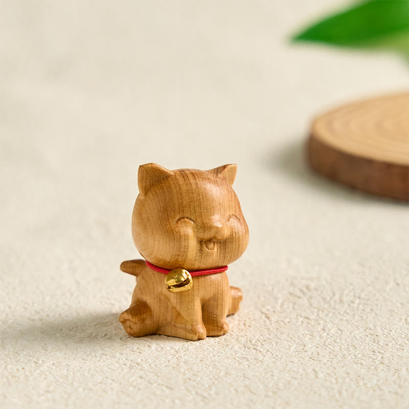 Mini Thuja Sutchuenensis Holz Hund Statue spirituelle Figur