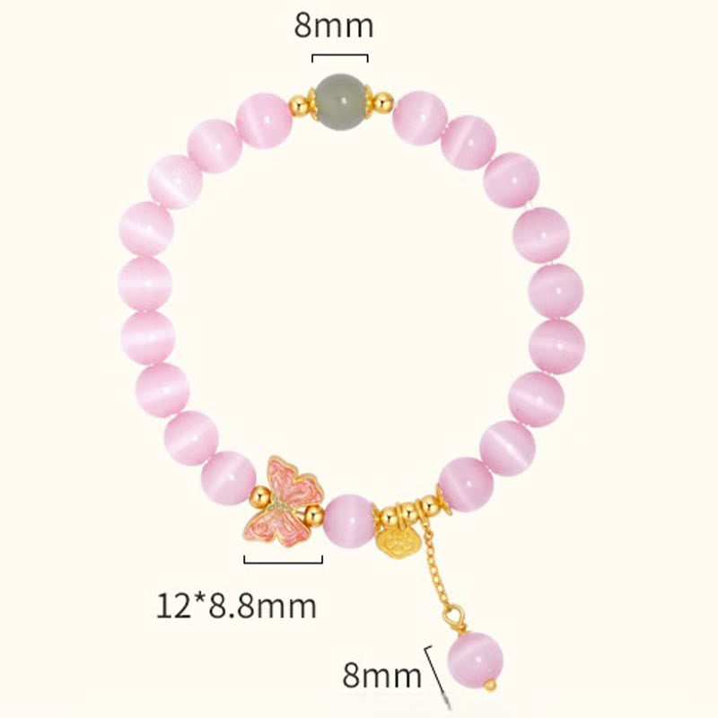 925 Sterling Silber Katzenauge Hetian Jade Schmetterling Peace Lock Armband