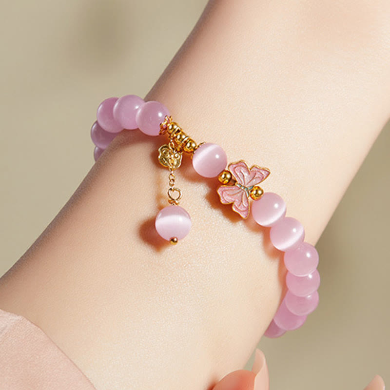 925 Sterling Silber Katzenauge Hetian Jade Schmetterling Peace Lock Armband