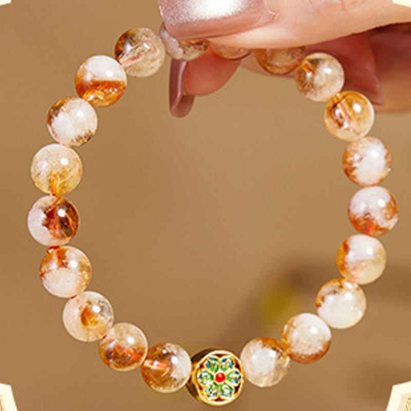 8.5mm Citrine & 999 Sterling Silver Protection Bracelet
