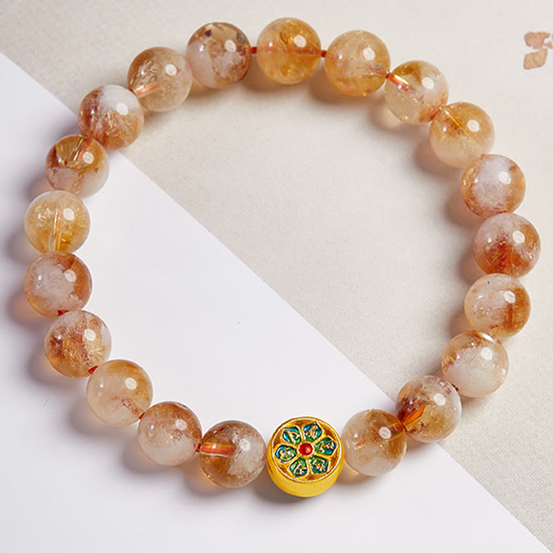 8.5mm Citrine & 999 Sterling Silver Protection Bracelet