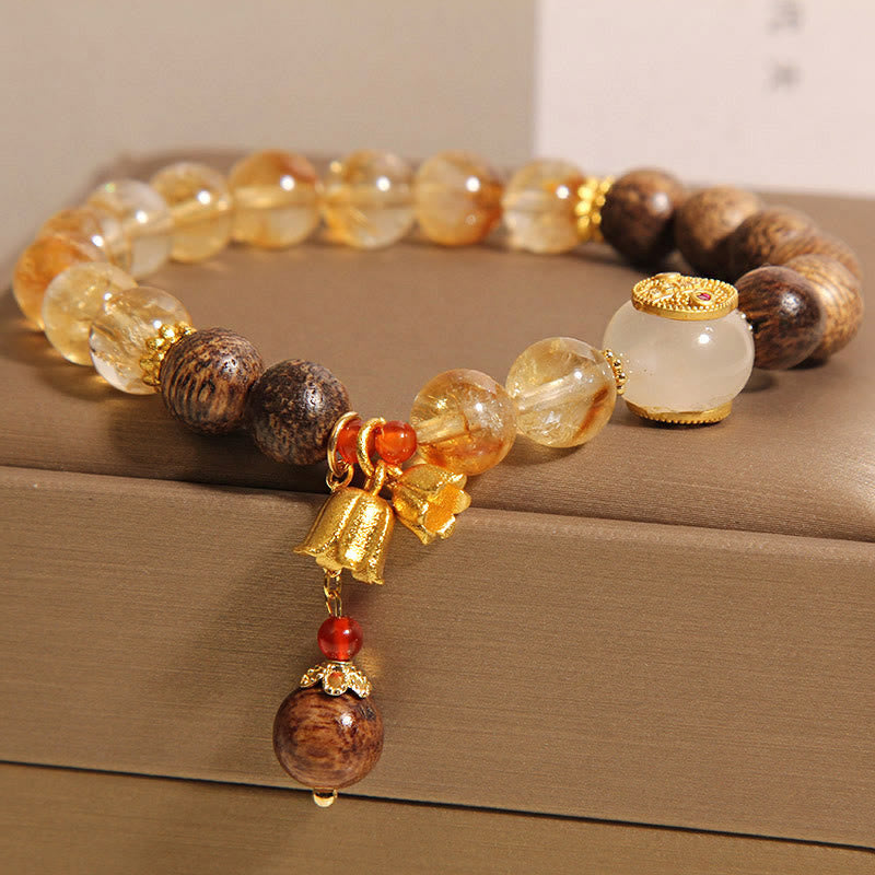 8mm Citrine Protection Bracelet with Agarwood Balance | Healing Sounds