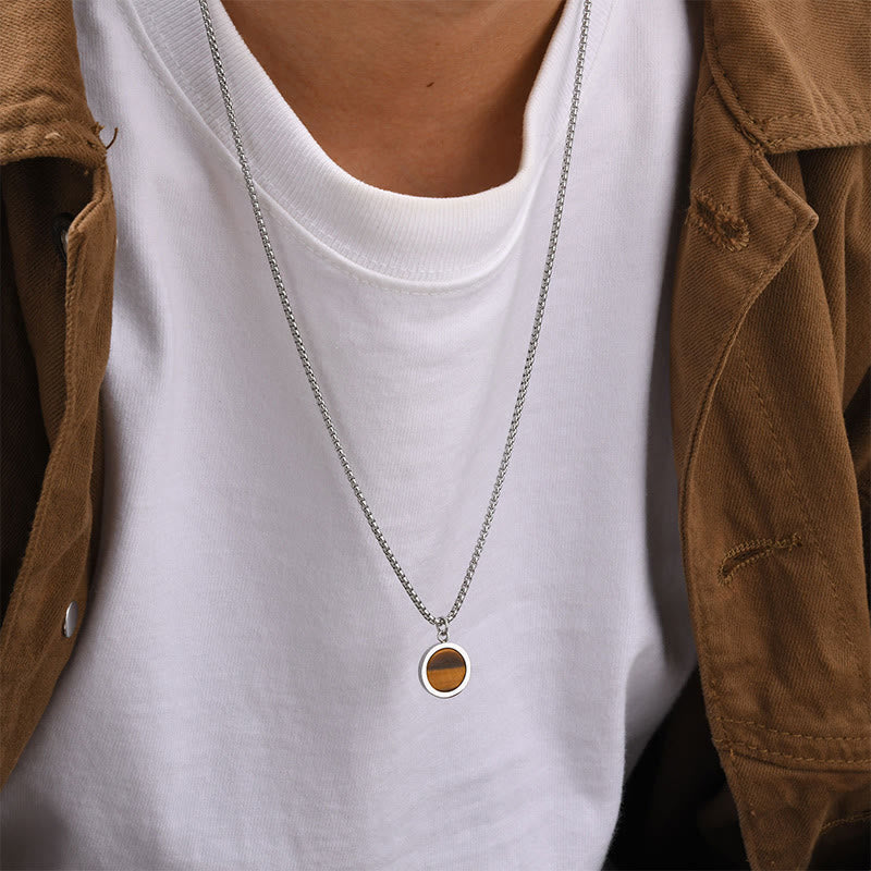 Türkiskette mit Tigerauge, Lazurit & Malachit-Anhänger