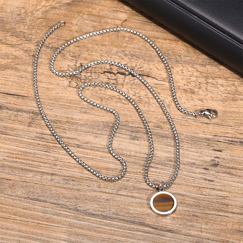 Türkiskette mit Tigerauge, Lazurit & Malachit-Anhänger