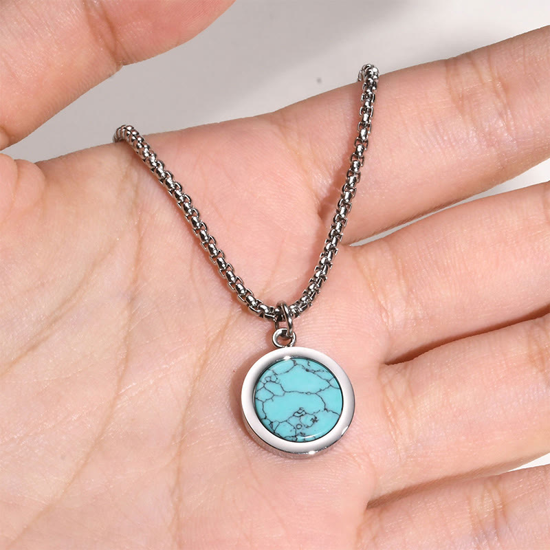 Türkiskette mit Tigerauge, Lazurit & Malachit-Anhänger