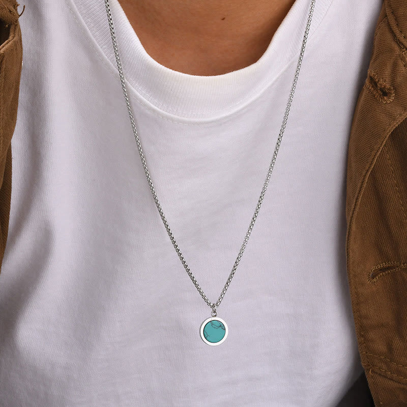 Türkiskette mit Tigerauge, Lazurit & Malachit-Anhänger