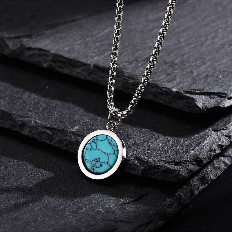 Türkiskette mit Tigerauge, Lazurit & Malachit-Anhänger