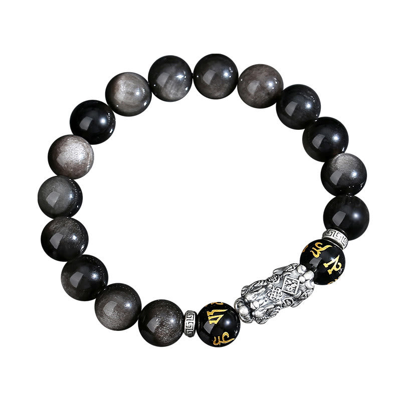 Schwarzes Obsidian-Pixiu-Armband | 10 mm Stärke & Schutz
