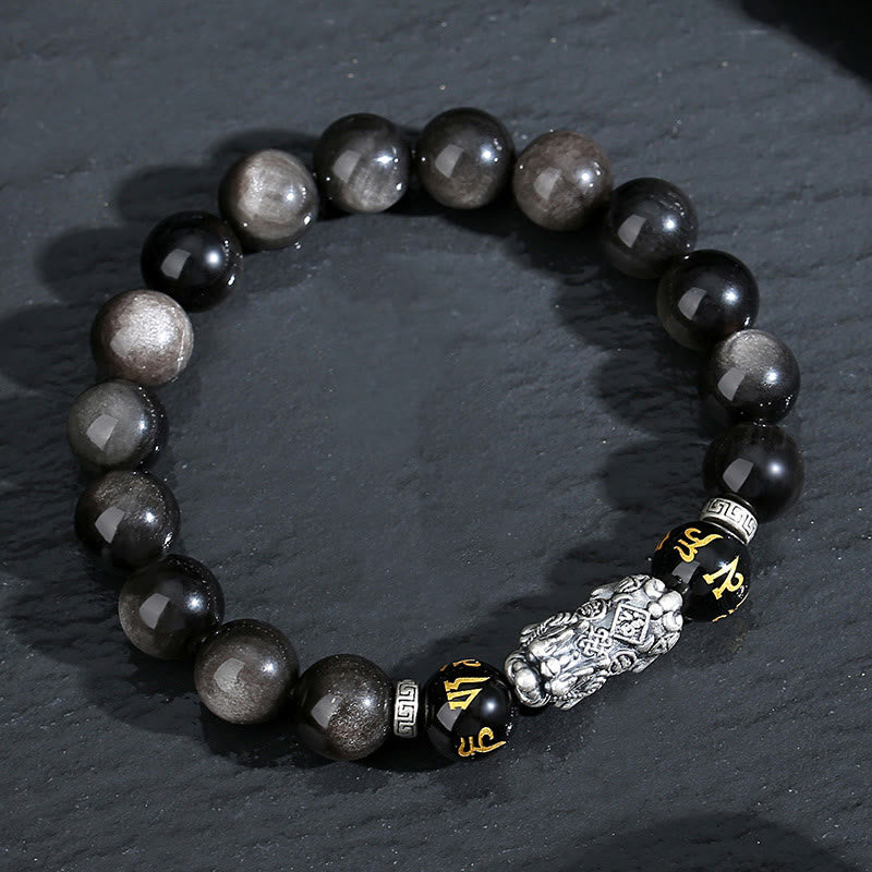 Schwarzes Obsidian-Pixiu-Armband | 10 mm Stärke & Schutz