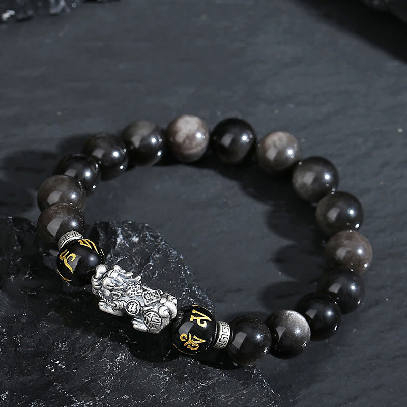 Schwarzes Obsidian-Pixiu-Armband | 10 mm Stärke & Schutz