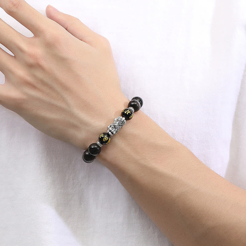 Schwarzes Obsidian-Pixiu-Armband | 10 mm Stärke & Schutz