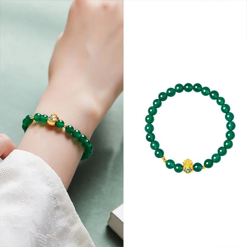 Grünes Chalcedon-Achat-Armband für Stärke und Ruhe