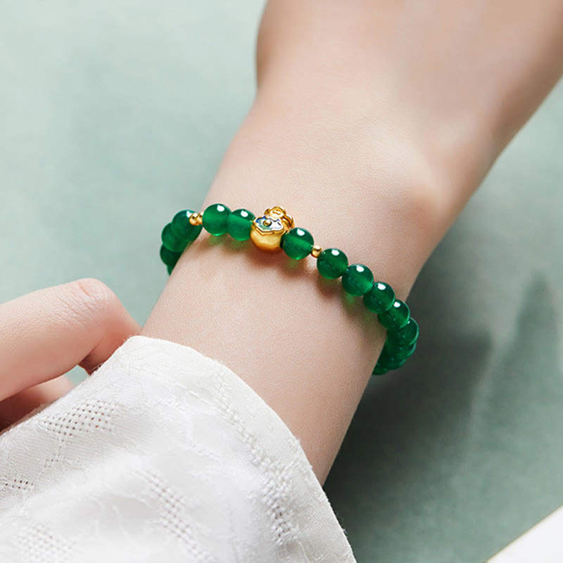 Grünes Chalcedon-Achat-Armband für Stärke und Ruhe