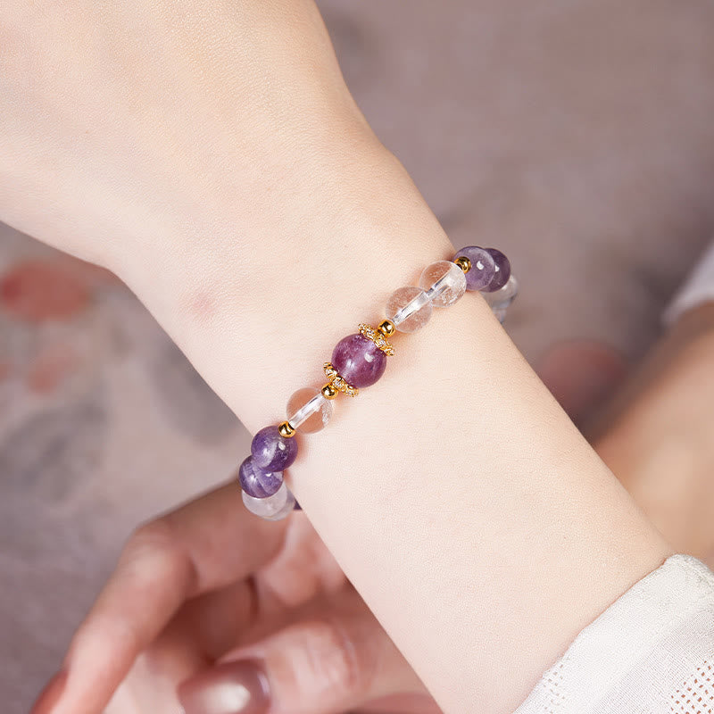 Amethyst 10mm Weißkristall Balance Armband