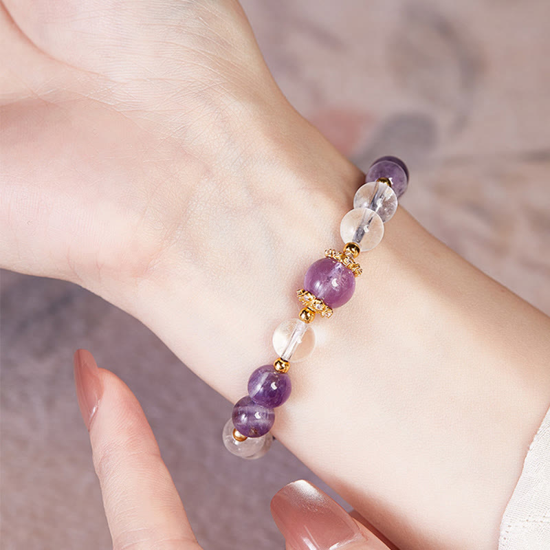 Amethyst 10mm Weißkristall Balance Armband