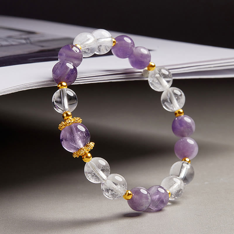 Amethyst 10mm Weißkristall Balance Armband