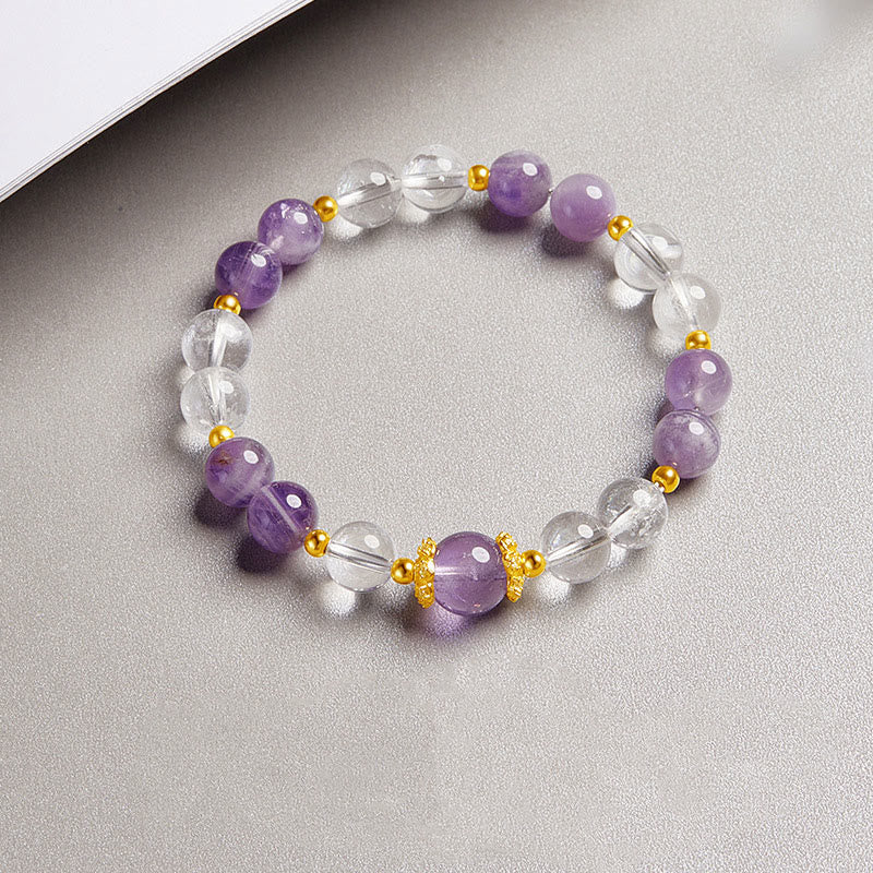 Amethyst 10mm Weißkristall Balance Armband
