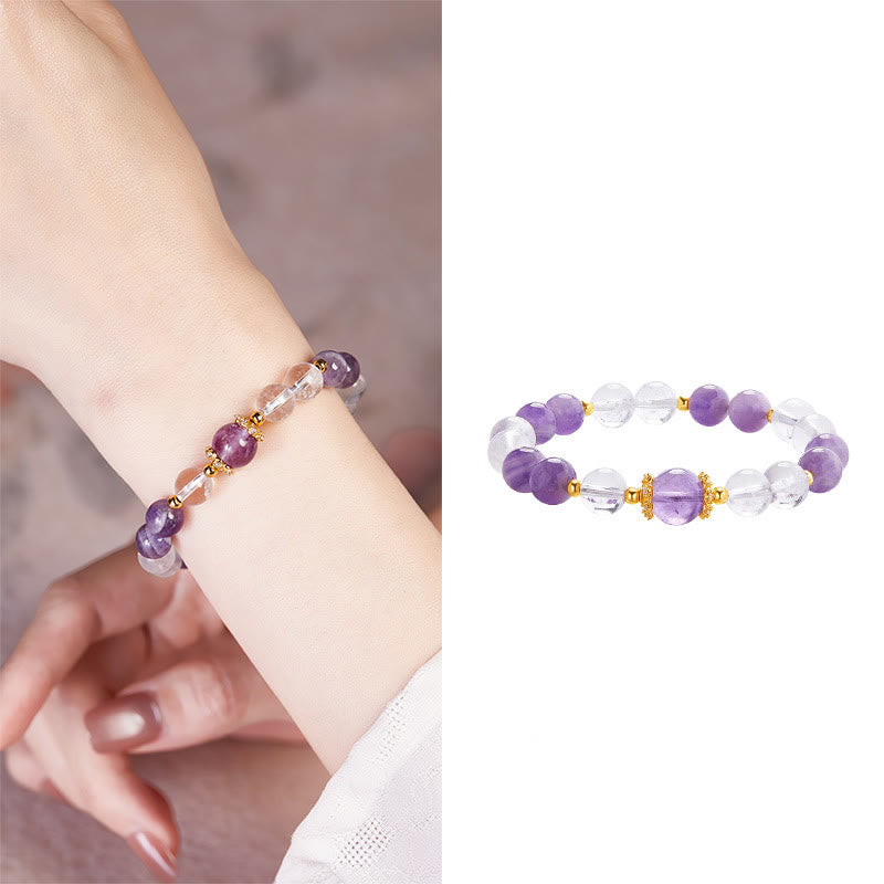 Amethyst 10mm Weißkristall Balance Armband