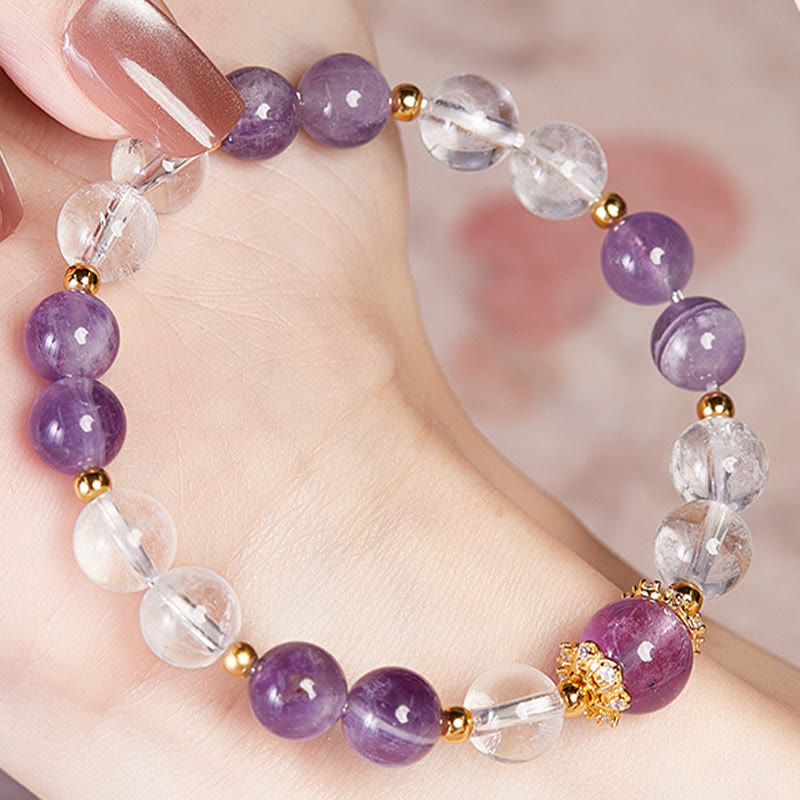 Amethyst 10mm Weißkristall Balance Armband