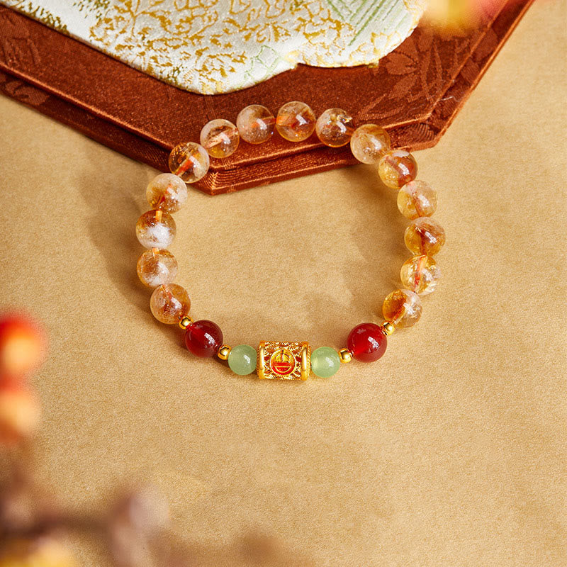 8.5mm Citrine & Sterling Silver Protection Bracelet