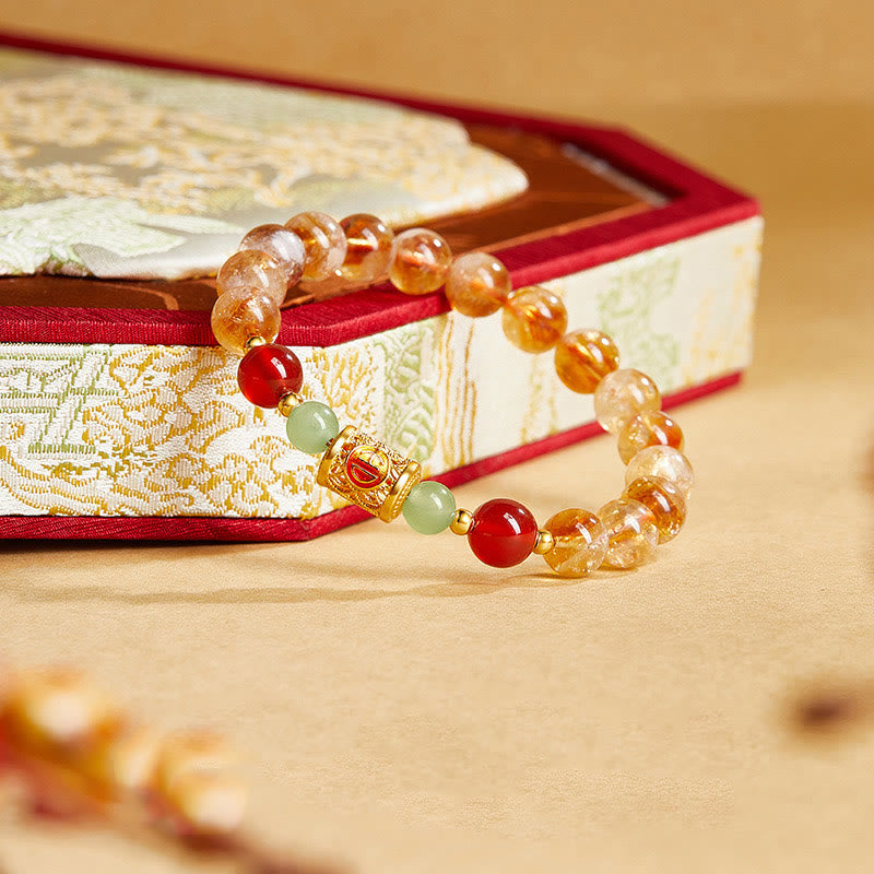 8.5mm Citrine & Sterling Silver Protection Bracelet