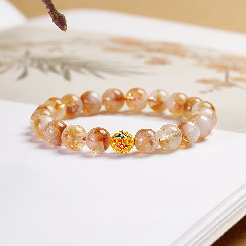 8.5-9mm Citrine Protection Bracelet with 999 Sterling Silver Beads