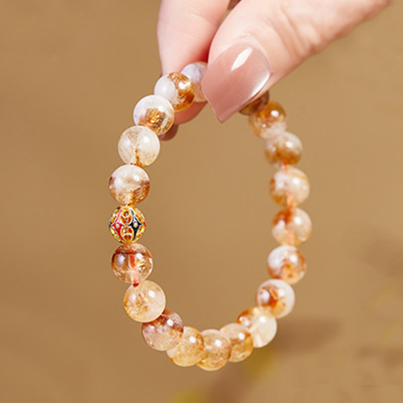 8.5-9mm Citrine Protection Bracelet with 999 Sterling Silver Beads