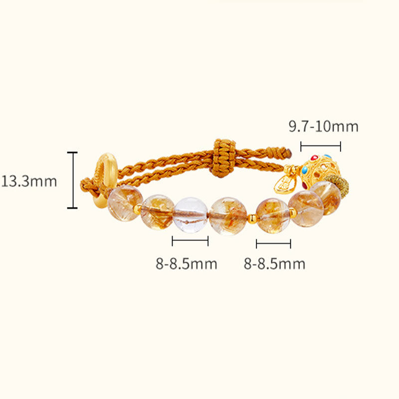 8 mm Citrin-Armband mit Peace-Schnalle zum Schutz