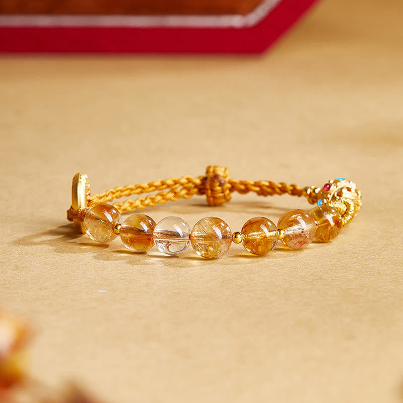8mm Citrine Bracelet with Peace Buckle for Protection