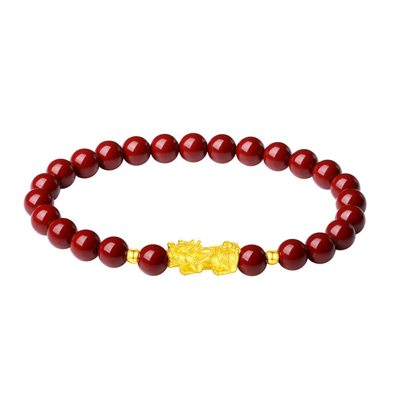 6 mm Zinnober-Pixiu-Armband für Ruhe und Reichtum