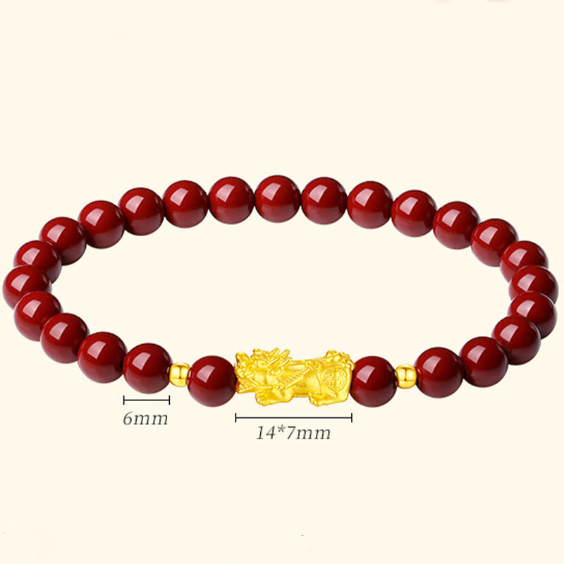 6 mm Zinnober-Pixiu-Armband für Ruhe und Reichtum