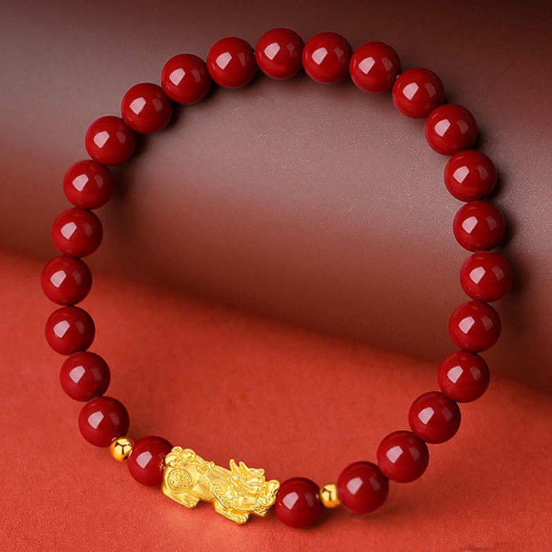 6 mm Zinnober-Pixiu-Armband für Ruhe und Reichtum