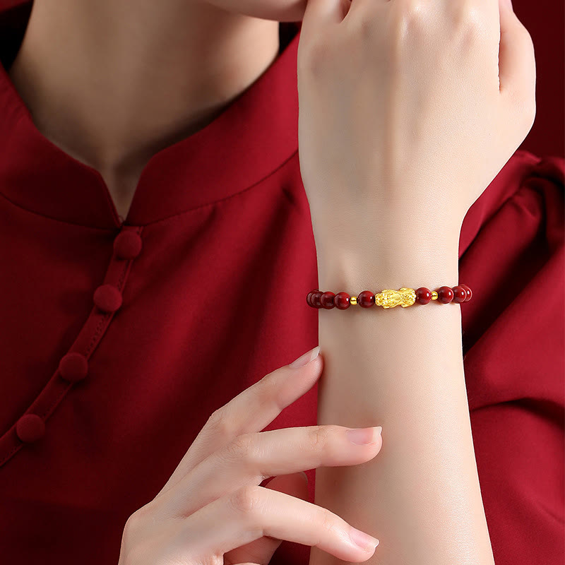 6 mm Zinnober-Pixiu-Armband für Ruhe und Reichtum