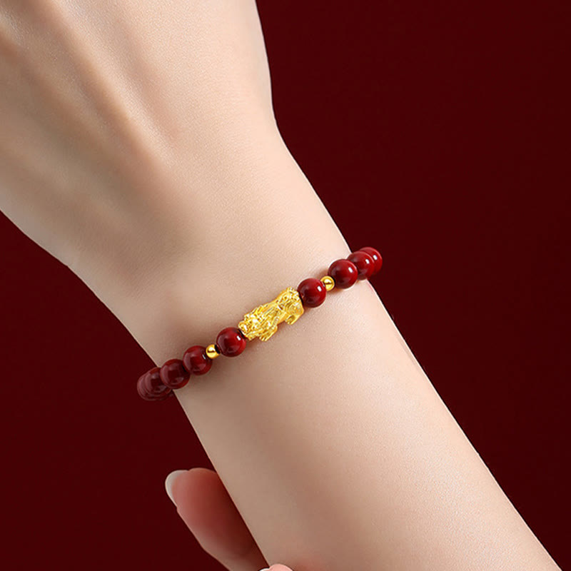 6 mm Zinnober-Pixiu-Armband für Ruhe und Reichtum