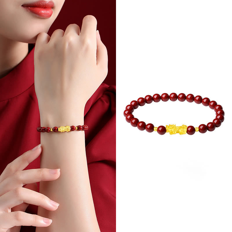 6 mm Zinnober-Pixiu-Armband für Ruhe und Reichtum