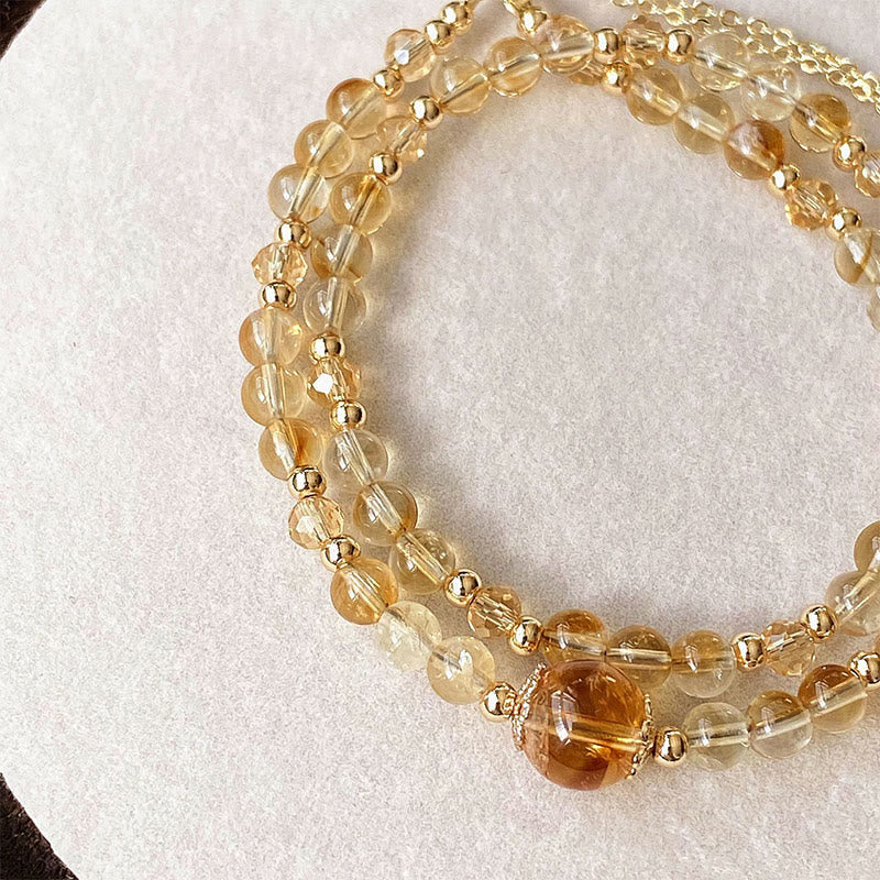 4mm and 8mm Citrine Pink Crystal Double Layer Bracelet for Creativity
