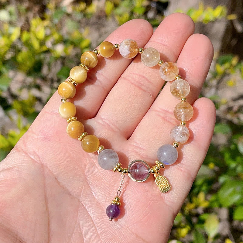 8mm Citrine Tiger Eye Prosperity & Protection Bracelet