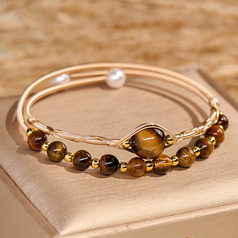 14 Karat Gold gefülltes Kupfer-Tigerauge-Schutz-Armband, 14–16 cm