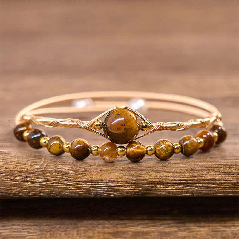 14 Karat Gold gefülltes Kupfer-Tigerauge-Schutz-Armband, 14–16 cm