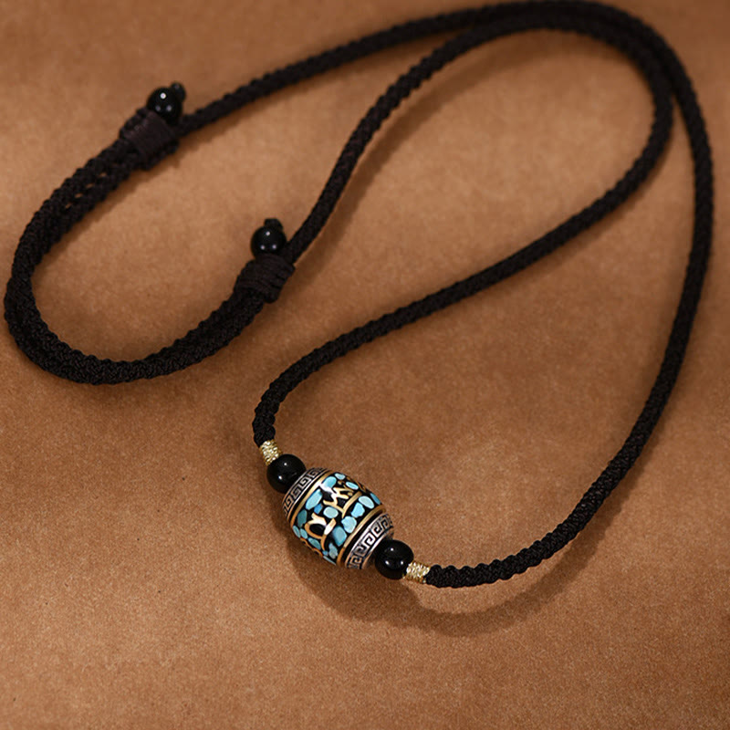 Om Mani Padme Hum Necklace Dzi Bead Protection Pendant