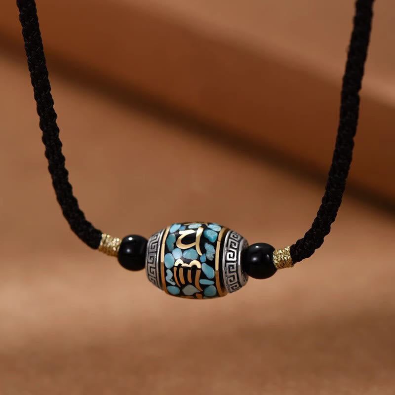 Om Mani Padme Hum Necklace Dzi Bead Protection Pendant