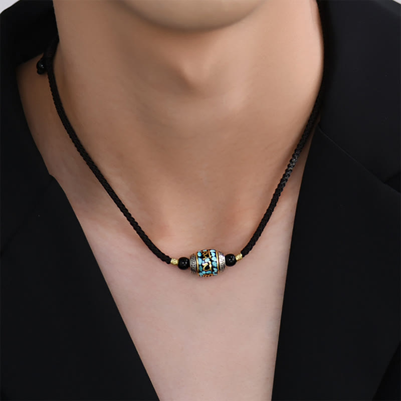 Om Mani Padme Hum Halskette Dzi Perle Schutz Anhänger