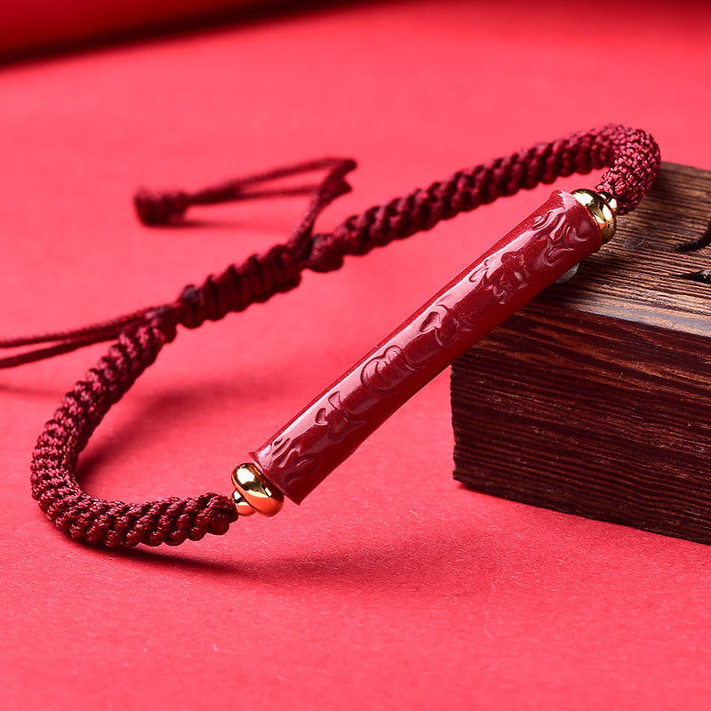 Unisex Cinnabar Blessing Bracelet with Om Mani Padme Hum