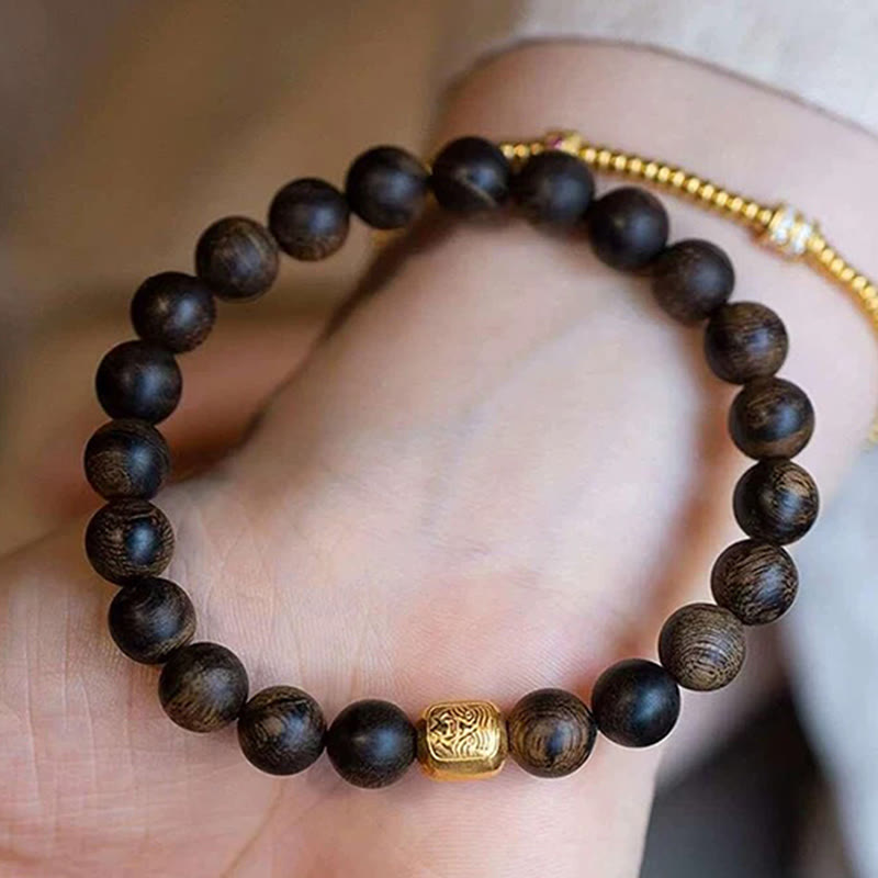 8 mm spirituelles Perlenarmband aus Wengeholz zum Schutz