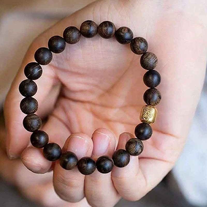 8 mm spirituelles Perlenarmband aus Wengeholz zum Schutz