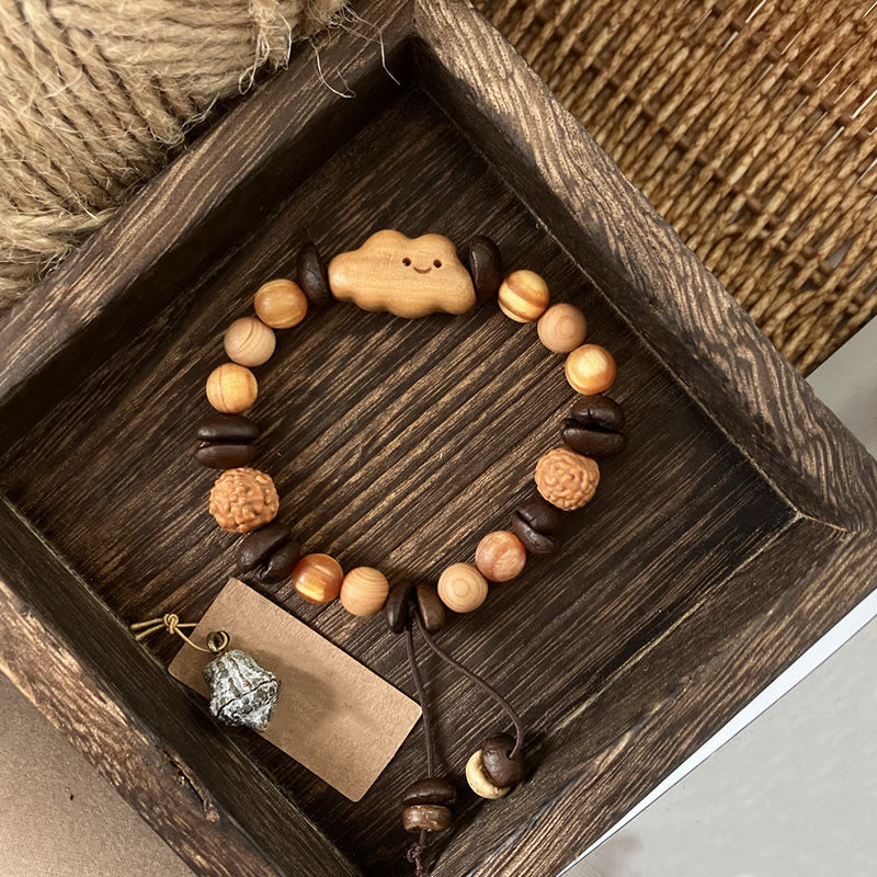 Unisex Sandalwood and Coffee Bean Protection Bracelet 16-18cm