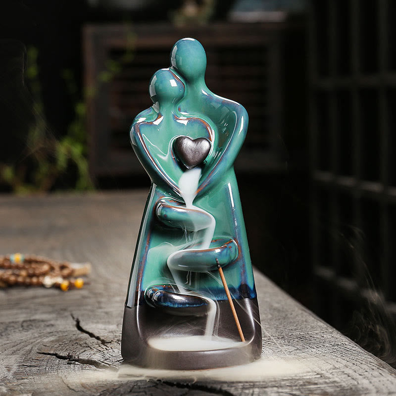 Lovers Couple Ceramic Backflow Incense Burner 7.3cm