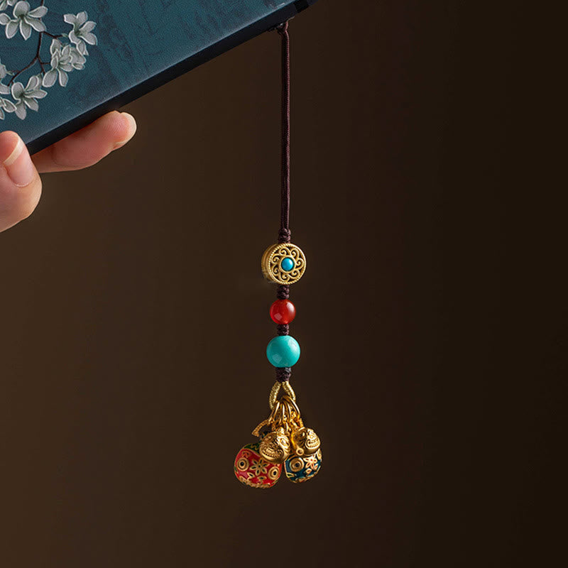 Gold Schluckendes Tier Familie Glück Schlüsselanhänger für spirituellen Reichtum