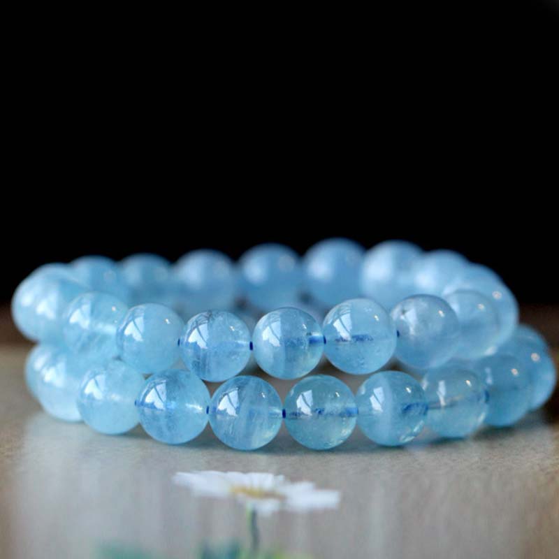 Natürliches Aquamarin-Bernstein-Heilarmband Serenity 8 mm